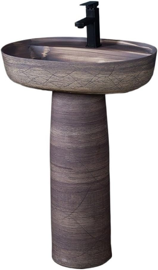 Bathroom Countertop Vessel Sink Antique Column Washbasin Retro Basin Floor-standing Wash Bathroom Balcony Garden Pool Tray Pedestal Sink Vanity