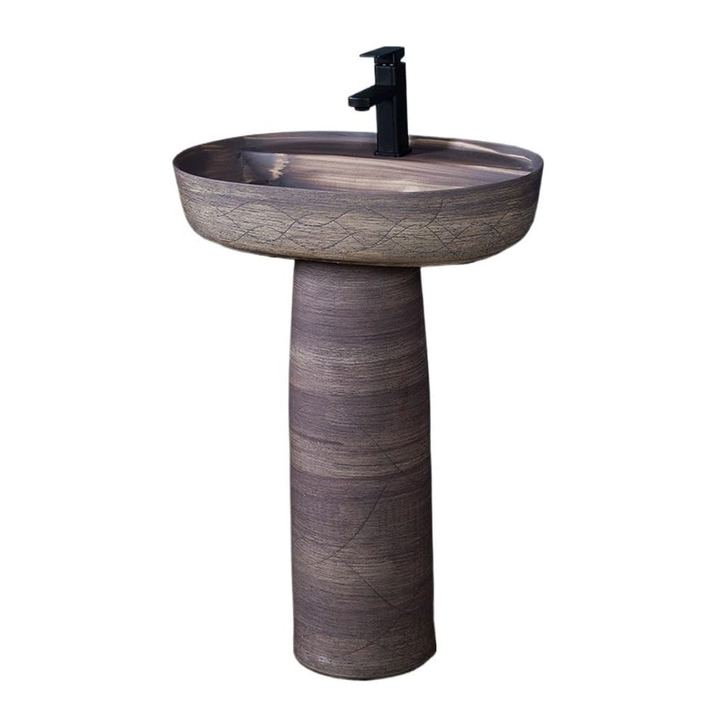 Rkvxcjhdr A Pedestal Sink Ntique Column Washbasin Retro Column Basin Floor-Standing Wash Basin Bathroom Balcony Garden Pool Tray Bathroom Sinks