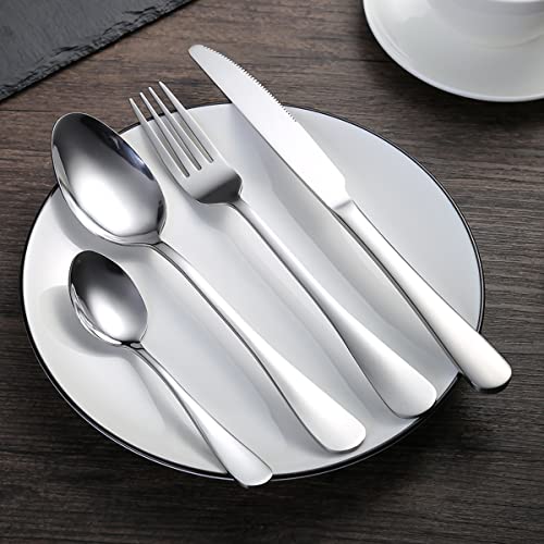 Stainless Steel Silverware Set，48-piece Cutlery Set, Kitchen Utensil Set, Classic Home/Dining Tableware Set, Including Spoon, Fork and Knife, Dishwasher Safe (for 12 Persons) (Silver)