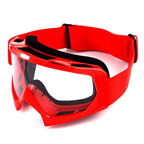 1Storm Adult Motocross Helmet Bmx Mx Atv Dirt Bike Helmet Racing Style Glossy Red; + Goggles + Skeleton Red Glove Bundle #TOP6