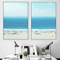 2 Piece Framed Canvas Wall Art Coastal Beach Canvas Prints Home Artwork Decoration for Living Room,Bedroom - 16