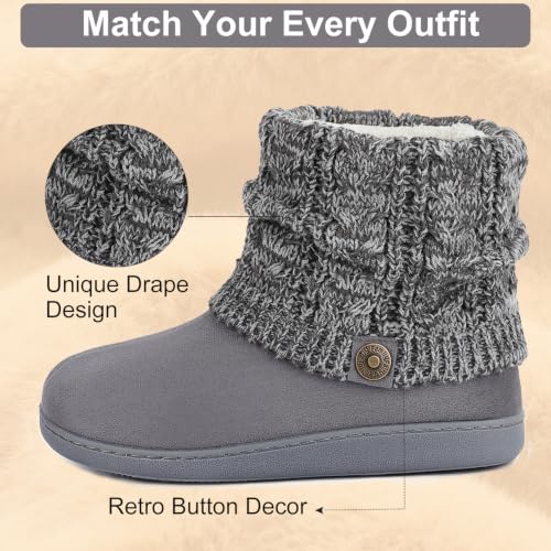 Image of FamilyFairy Women's Slipper Boots Winter Warm Gift Bootie Indoor Outdoor | Cozy Fuzzy Folding Knit, Plush Fleece Lining, Non-Slip Versatile Sole, Comfort Memory Foam, Birthdays & Holidays, Easy Care