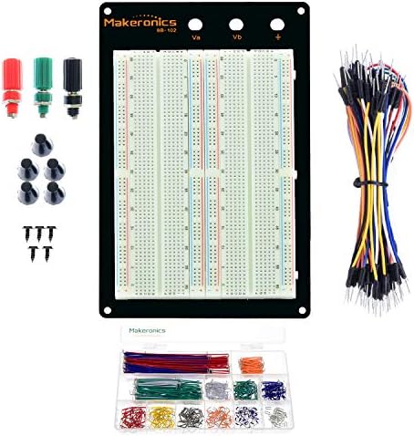 Makeronics Solderless 1660 Breadboard Super Kit - 1660 Tie-Points Experiment Plug-in Breadboard with Aluminum Back Plate + 350 Jumper Wires + 65 Jumper Wires for Prototyping Circuit/Arduino
