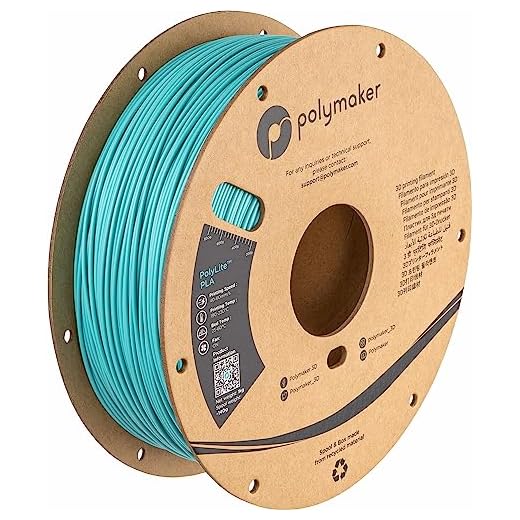 Polymaker PLA Filament, Teal 3D Printing PLA Filament 1.75mm 1kg - PolyLite 3D Printer PLA Filament, Dimensional Accuracy +/- 0.03mm, Compatible with Most 3D Printer, Polymaker Teal