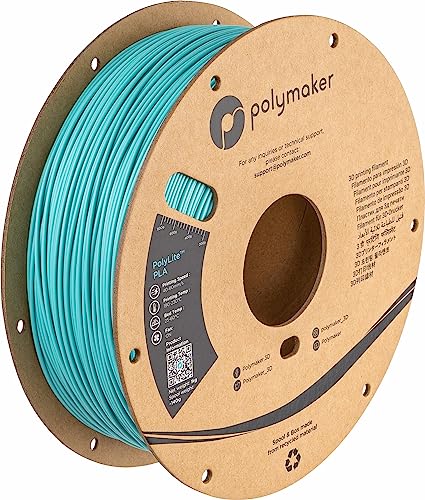 Image of Polymaker PLA Filament, Teal 3D Printing PLA Filament 1.75mm 1kg - PolyLite 3D Printer PLA Filament, Dimensional Accuracy + /- 0.03mm, Compatible with Most 3D Printer, Polymaker Teal