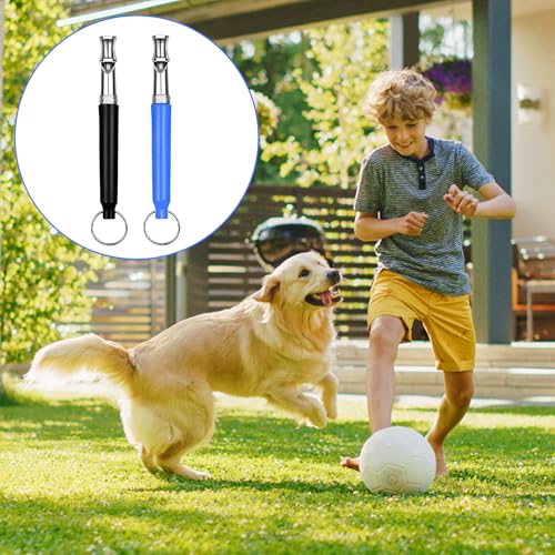 2 Stück Hundepfeife Hochfrequenz Lautlos,Gegen Bellen Hunde Pfeife Rückruf,Einstellbare Leise Hundepfeifen Gerät,Anti Bell Pfeifen Nicht Hörbar,Metall Whistle Training Lanyard für Hundeausbildung (B)