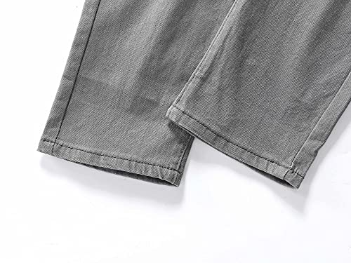 Calça jeans rasgada skinny desgastada destruída com zíper, Cinza, 12 Slim