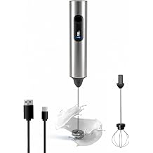 Milk Frother Handheld,Type C Rechargeable Electric Coffee Mixer 2 Whisks
