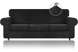 WEERRW Black Couch Covers for 3 Cushion Couch