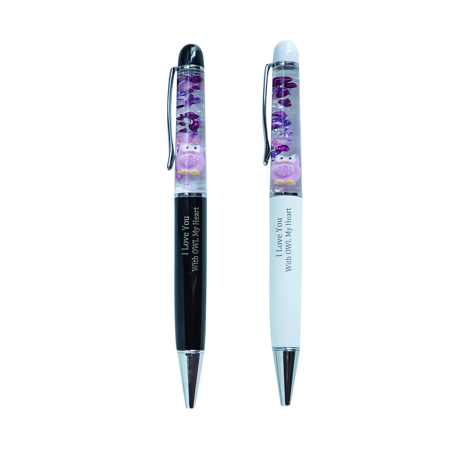 Sikyby I Love You With OWL My Heart Floating Funny Pens Cute Floater Liquid Writing Journaling Office Pen Unique Gift For Women Men
