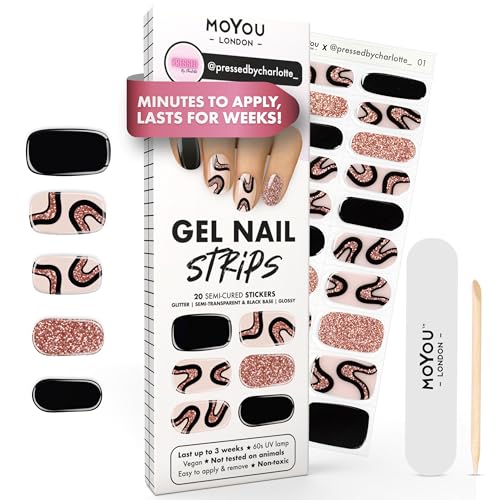 MOYOU LONDON Autocollants auto-adhésifs pour ongles en Gel Semi-durci, lampe UV/LED requise, 20...