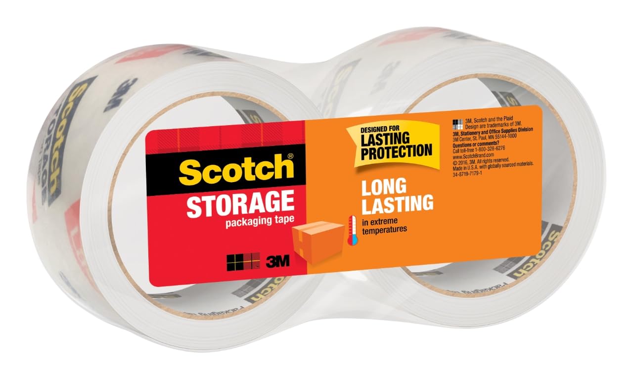 Scotch Long Lasting Moving & Storage Packaging Tape, 1.88 Inches x 54.6 Yards, 2 Rolls (3650-2)