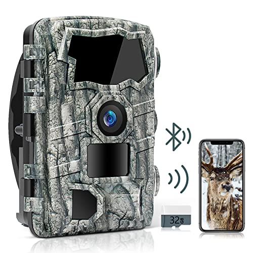 WLAN Wildkamera 4k 32MP, IP66 Wildkamera mit Bewegungsmelder Nachtsich,Wasserdicht Jagdkamera Bewegungsaktivierte 120° mit Infrarot Nachtsicht Weitwinkel 0.2s Schnelle Trigger für Wildtierbeobachtung Cover