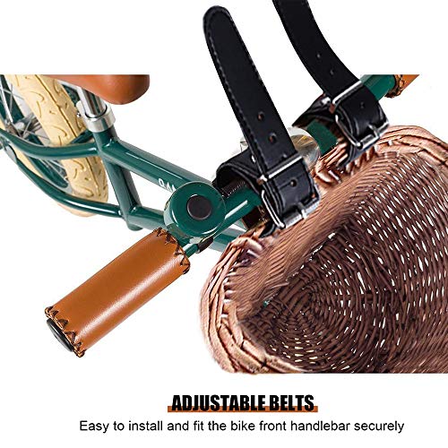 Mini cesta de guiador, Romacci Cesta de guiador em forma de D para crianças bicicleta de vime guiado