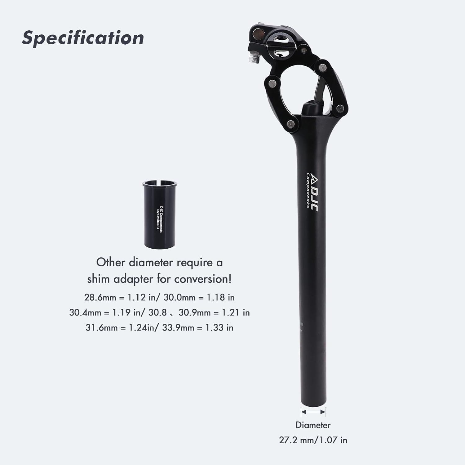 DJC Bike Suspension Seatpost Shock Absorber Seat Post Paralelogramo for MTB Mountain Road Bike Gravel 27.2mm 28.6mm 30mm 30.4mm 30.9mm 31.6mm 33.9mm X 350mm