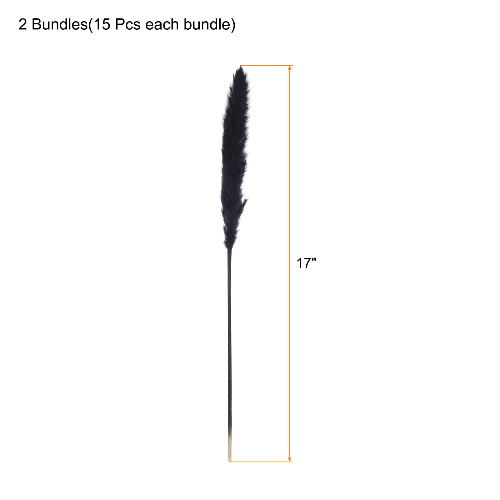 QUARKZMAN 30PCS Herbe De Pampa Noire ornementation, 17 inch Fausse Herbe De Pampa Fleurs Séchées Arrangement Et Remplisseur De Vase pour Maison Mariage Fête Décorations