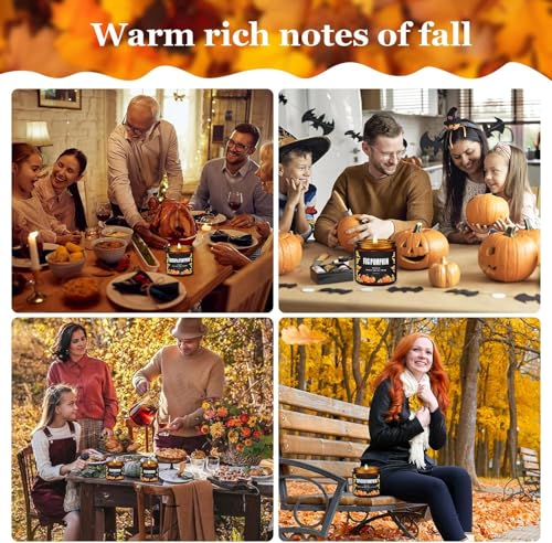 Fall Candles Gifts Set 6 Pack Soy Wax Scented Candle 27 OZ 200 Hrs Burn,Scents of Berry,Sugar,Spiced Apple,Autumn Breeze,Cinnamon,FIG,Pumpkin,Fall Decorations for Home,Halloween Candles, Autumn Decor - image 2