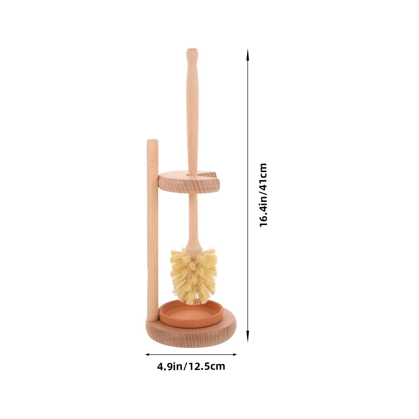 Escobilla WC con Soporte de Cerámica y Madera para Baño, Cepillo de Limpieza Fácil Dañar Superficie, Adecuado para Oficina y Hogar, 1 Set