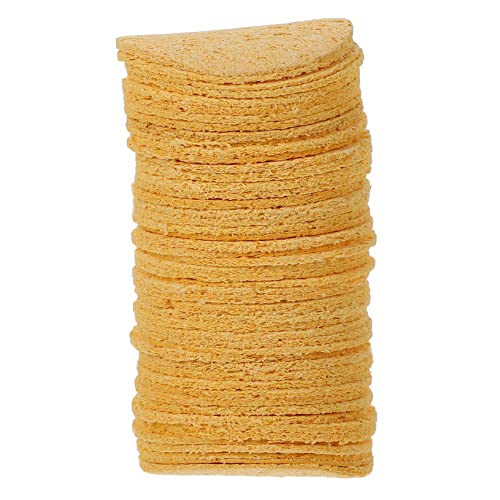 BUTIFULSIC 50pcs Welding Sponge Solder Tip Round Sponge Welding Clean Pads High Temperature Sponge Sponges for Cleaning Solder Tip Sponge Pads Welding Platform Clean Sponge Yellow