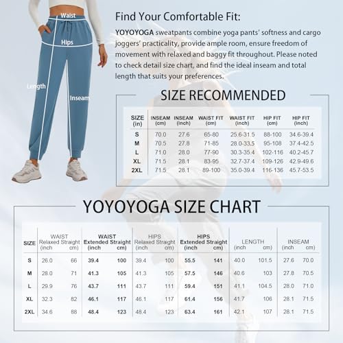 Yoyoyoga Sweatpants For Women Stretchy Joggers With Pockets Elastic Waist Jogging Pants Adjustable Drawstring Sports Athletic Pants (Grey) M thumb #5
