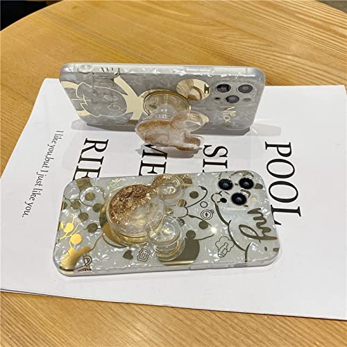 Hosiss Capa de desenho animado para iPhone 16 Pro Max de 6,7 polegadas com protetor de tela HD, com alça para celular de areia movediça TPU macio à prova de choque para meninas e mulheres Minnie