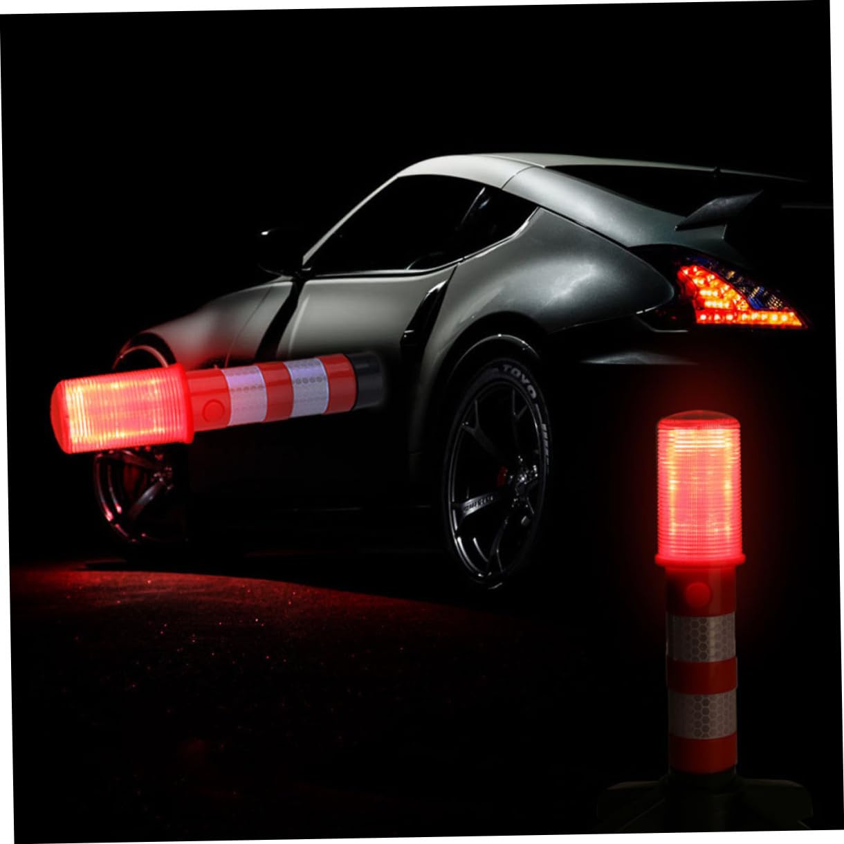 PLAFOPE Luz de Emergencia para Coche, Baliza de Seguridad Roja, Portátil, Soporte Desmontable, Adecuado para Aviso Vial y Control de Tráfico