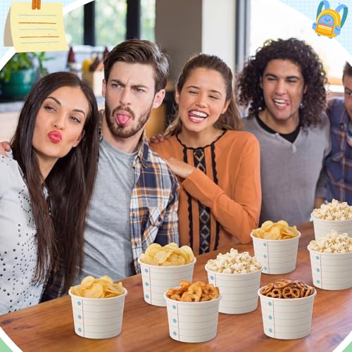 Image of Funnymoom 50 Pack Notebook Paper Ice Cream Cups Back to School Party Supplies 9 oz First Day of School Disposable Dessert Bowls Soup Snack Cups for Hot Cold Food Kindergarten Teacher Classroom Party