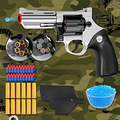 Feidama Soft Bullet Toy Gun Revolver With 1000 Water Beads 40 Soft Bullets,Revolver Foam Bullets Blaster Toys Gun,Education Toy Model For Kids(Silver) #TOP2