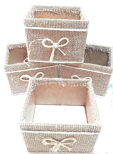 Cachepot quadrado de Madeira e Juta com Sisal - Decoração Vaso