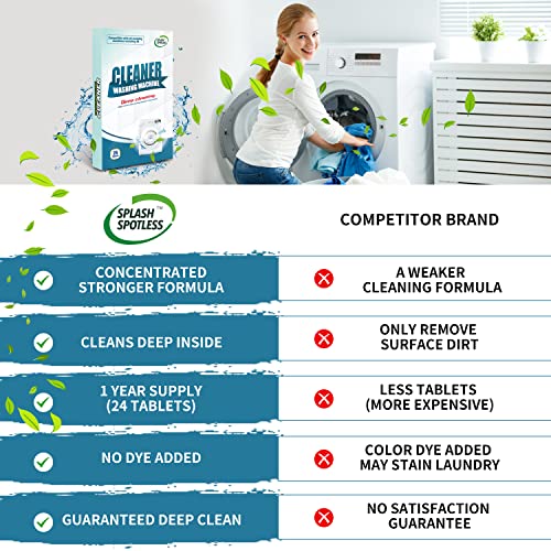 splash spotless washing machine cleaner deep cleaning for he top load washers and front load 24 tablets