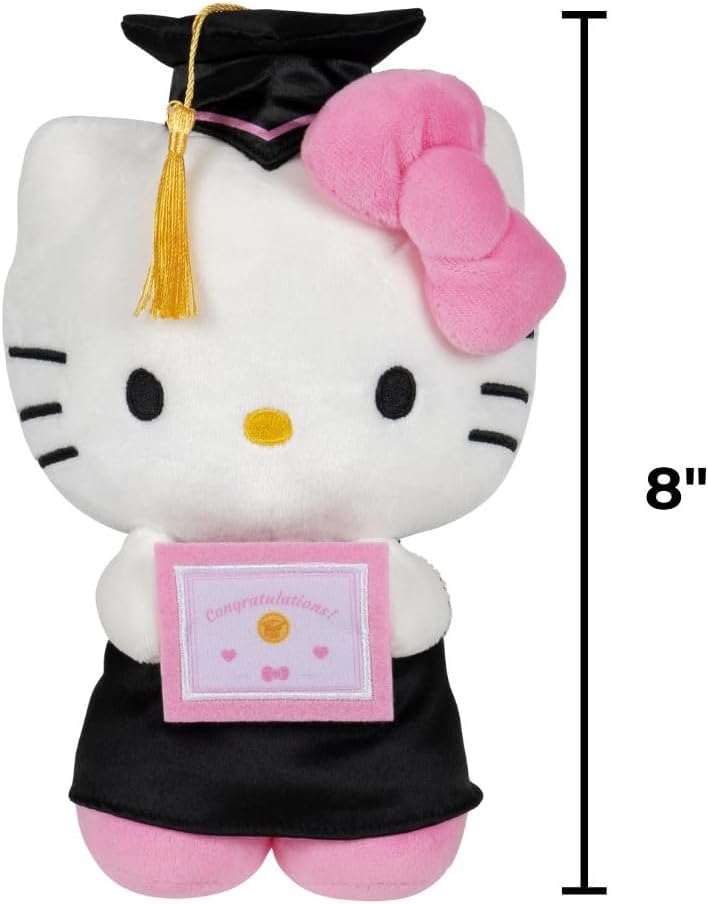 Jazwares Hello Kitty and Friends, 8-Inch Graduation Hello Kitty Plush - Officially Licensed Sanrio Product from Ages 6+
