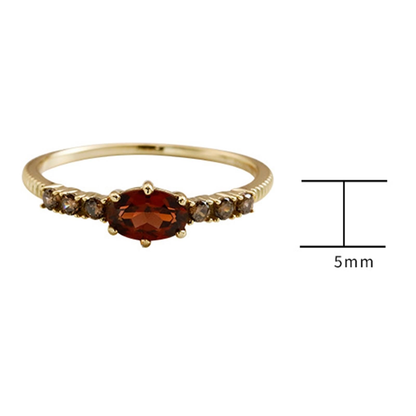 Alianzas Au 375/585/750 oro con oval rojo granate, banda de boda vintage