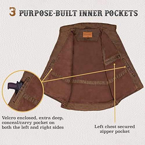 Driver Clothing Co. Men'S Heavy Gauge Poly Canvas Utility Work Vest With Soft Flannel Lining And Wax Oil Weather Resistant Finish thumb #3