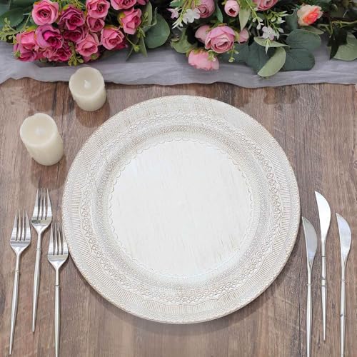 Platos Blancos Rústicos de Plástico 13" Pack x6 miniatura 4
