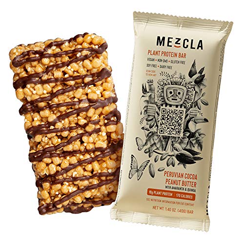Mezcla Vegan Plant Protein Bars - Peruvian Cocoa PB: Premium Ingredients, Delicious Flavor, 10G of Protein, Gluten-Free, Non-GMO, Soy Free [8-Pack]