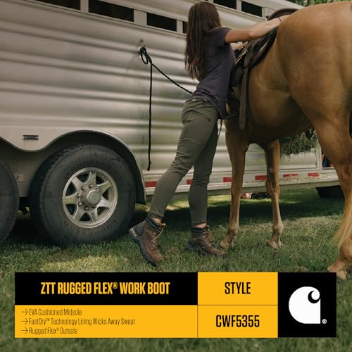 Image of Carhartt Rugged Flex 6 inch Composite Toe Work Boots for Women - Lightweight, Moisture-Wicking, and Cushioned Comfort