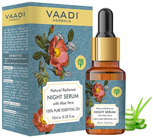 Image of VAADI HERBALS Natural Radiance Night Serum With Aloe Vera - Reduces Dark Spots & Patches, Repairs Damaged & Uneven Skin, 10 ml
