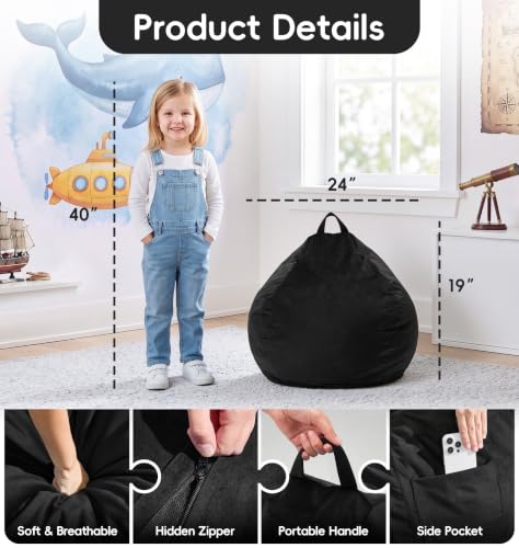 Image of Hobestluk Small Bean Bag Chairs 2FT BeanBag Chair Comfy Cool Teardrop Shape