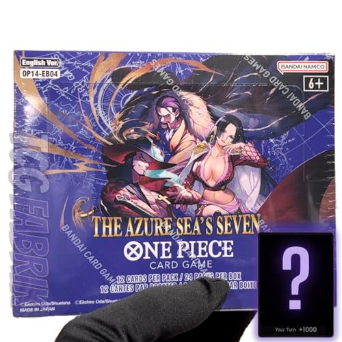 OP14 The Azure SEA'S Seven Booster Box English OP-14 Booster Box Display Factory Sealed for OP14 One Piece Cards English TCG (24 Packs) + Custom TCG Fabrik Don Card