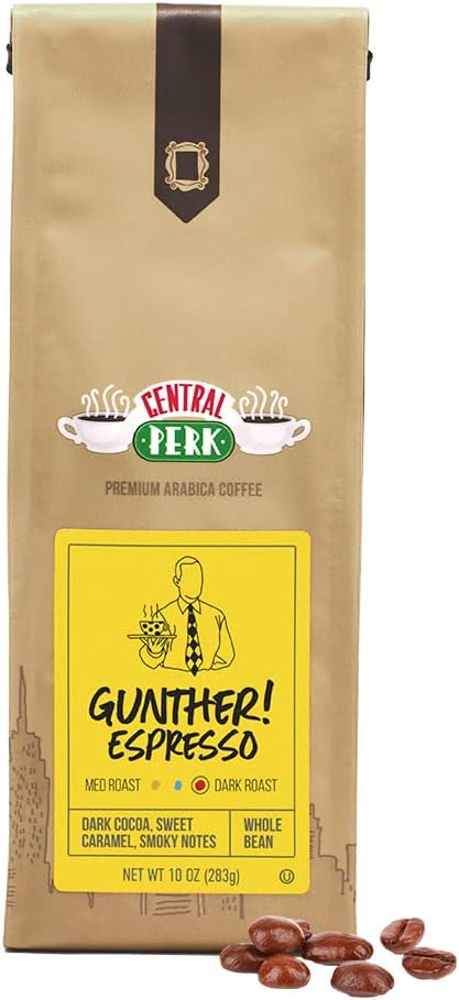 Central Perk Whole Bean Coffee - Dark Roast Coffee - "Gunther! Espresso Blend" 100% Arabica Coffee - 1 Bag (10oz)