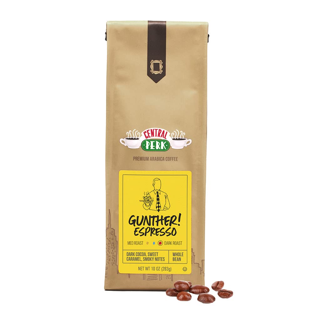 Central Perk Whole Bean Coffee - Dark Roast Coffee - "Gunther! Espresso Blend" 100% Arabica Coffee - 1 Bag (10oz)