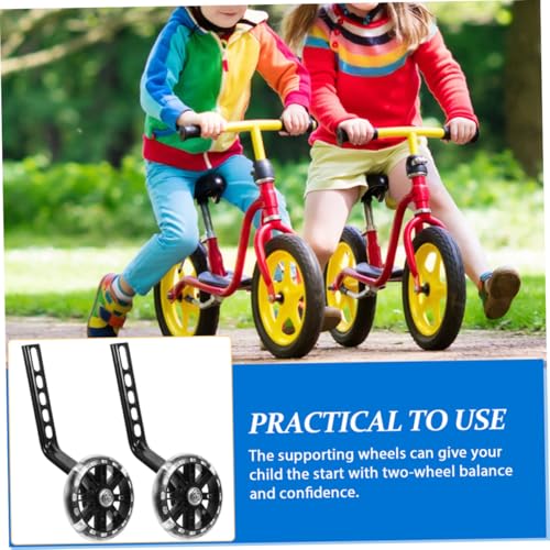 Ruedas de entrenamiento ajustables Healeved, juego de 4 piezas con soporte, resistentes al desgaste y con destellos, para bicicleta miniatura 3