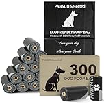Dog Poo Bags, 300 Count Refill Rolls, Dog Poop Bags Leak-Proof & Extra Thick, Unscented Black Waste Bags with 38% Recycled Material