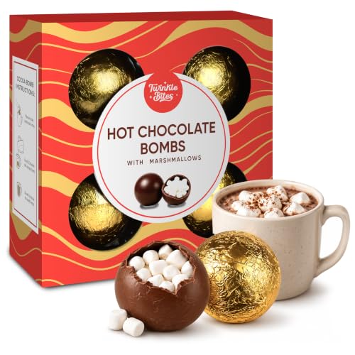 Christmas Hot Chocolate Bombs with Marshmallows – 4 Pack Milk...