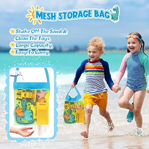 Fhozgecy Beach Toys, 31Pcs Sand Toys, Sandbox Toys With 2 Truck 2 Collapsible Sand Bucket, Shovel Set, Sand Castle Kit, Animal Dinosaur Molds Etc. Mesh Bag, Travel Toys For Kids Toddlers Boys Girls #TOP4