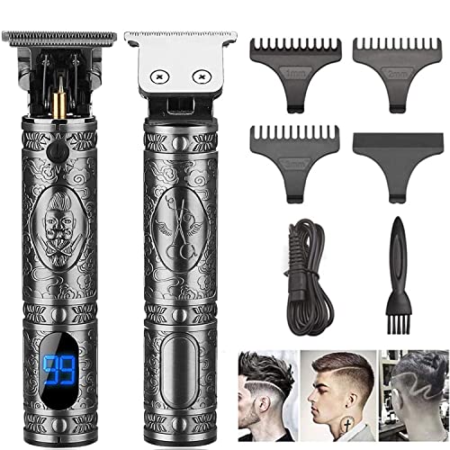 J TOHLO Cortapelos para Hombres, Cortadora de Cabello Inalámbrica con Cuchilla en T, Cortador de Pelo sin Espacios de 0 mm con Pantalla LED, Cortadora de Cabello Eléctrica Recargable con 3 Peines Guía