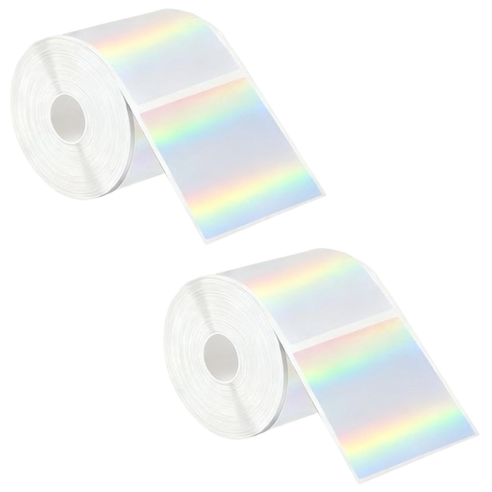 2 rouleaux d'étiquettes holographiques argentées, carrées 4 x 4 cm, 500 pièces/rouleau, autocollantes, papier d'impression thermique, compatibles Jingchen K2/K3, pour DIY et entreprise