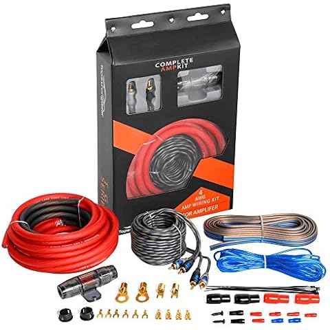 TOPSTRONGGEAR 4 Gauge Amp Kit True 4 AWG Amplifier Installation Wiring Amp Kit Install Cables Car Audio Wire Cover