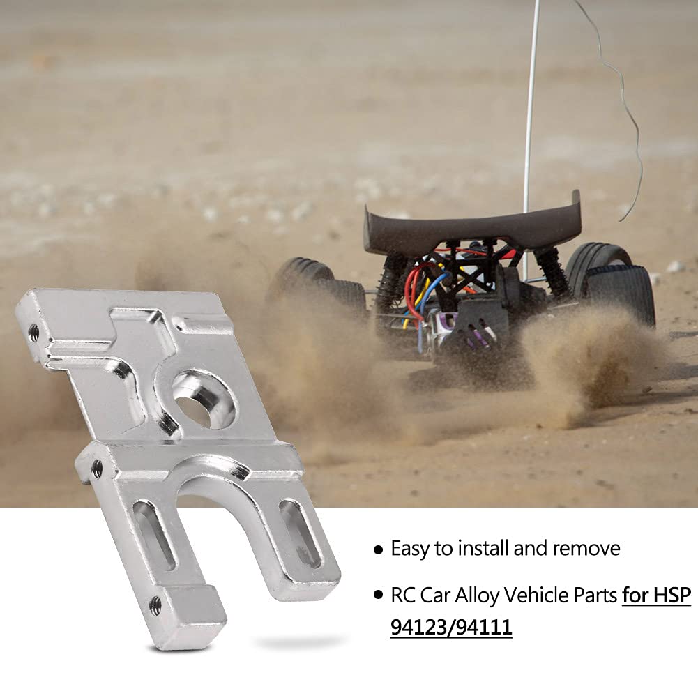 Culnflun RC Car Motor Mount Alloy Durable High Polishing Performance RC Parts for HSP 94123 94111 Silver 6x3.5x1cm 40g