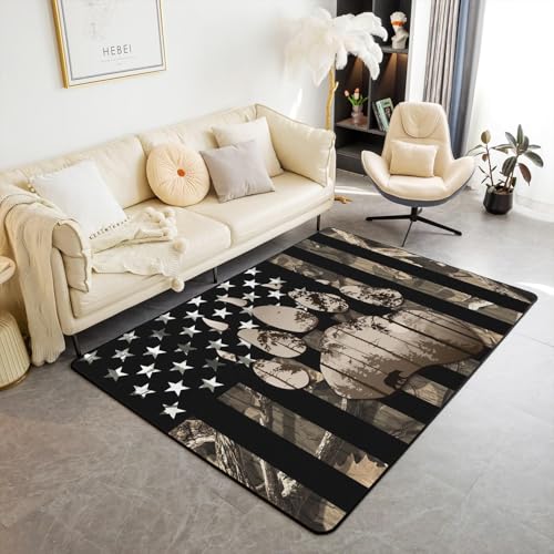 Tapis drapeau américain 3D antidérapant en caoutchouc lavable